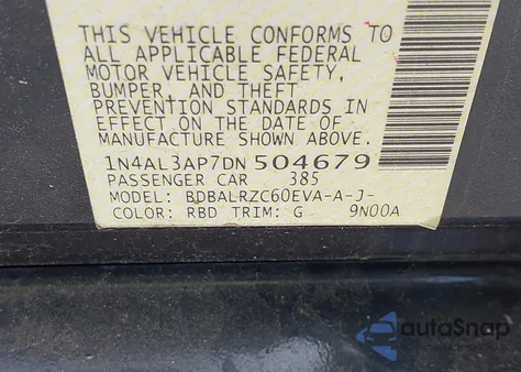 2013 Nissan Altima 2.5 S z USA, uszkodzony, nr VIN 1N4AL3AP7DN504679